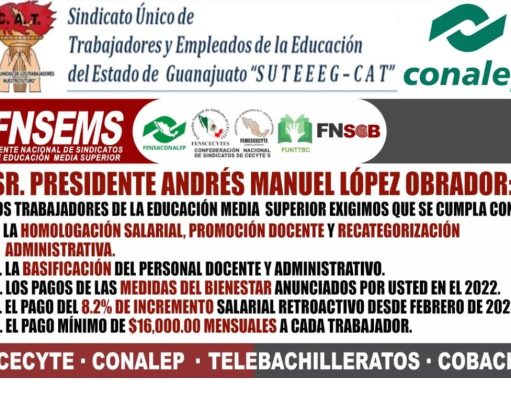 Docentes del Conalep exigen incremento salarial
